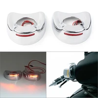 1pair chrome motorcycle fairing mount side mirror cover shell w red led light for harley electra glide touring 1996 2013