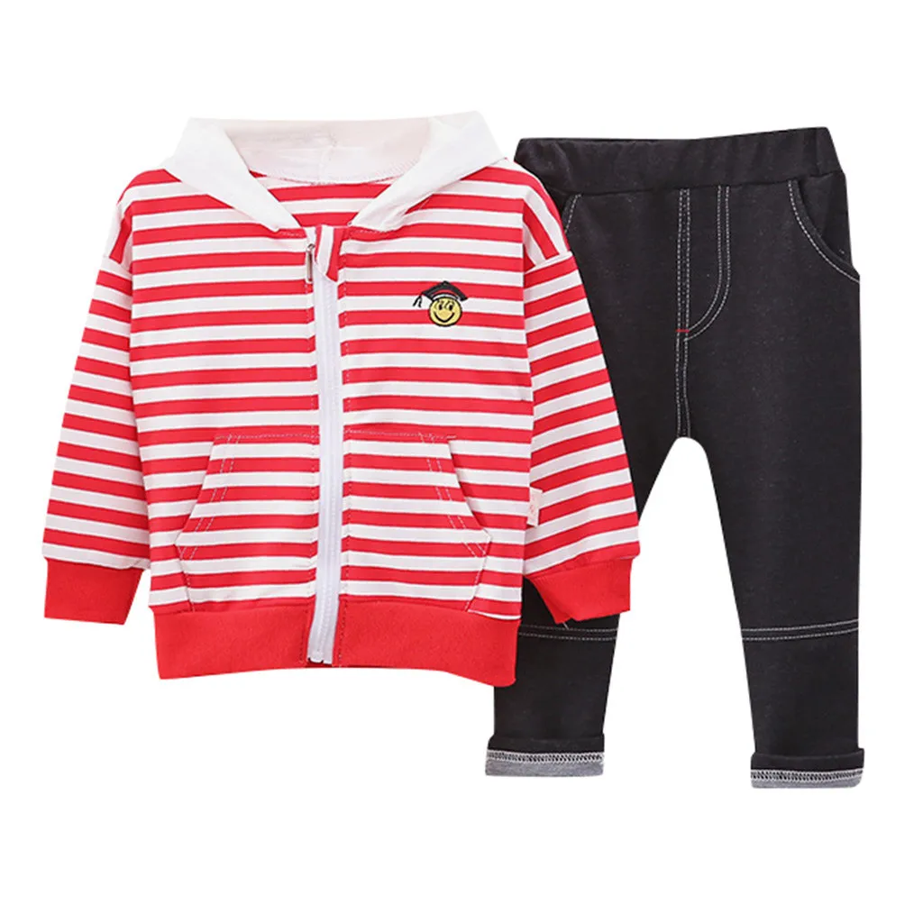 2 шт. детский хлопковый костюм с капюшоном длинным рукавом | Детская одежда и