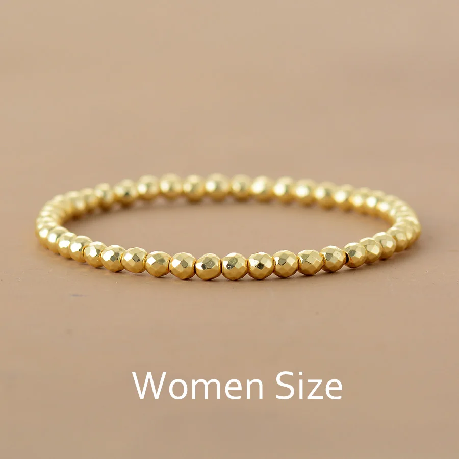 Gold Women Мужские и женские браслеты с бусинами золотой, серебряный тон эластичный браслет Мала-Йога эластичные браслеты Новые Пары подарки для любимых ювелирных изделий - Окраска металла: Gold Women