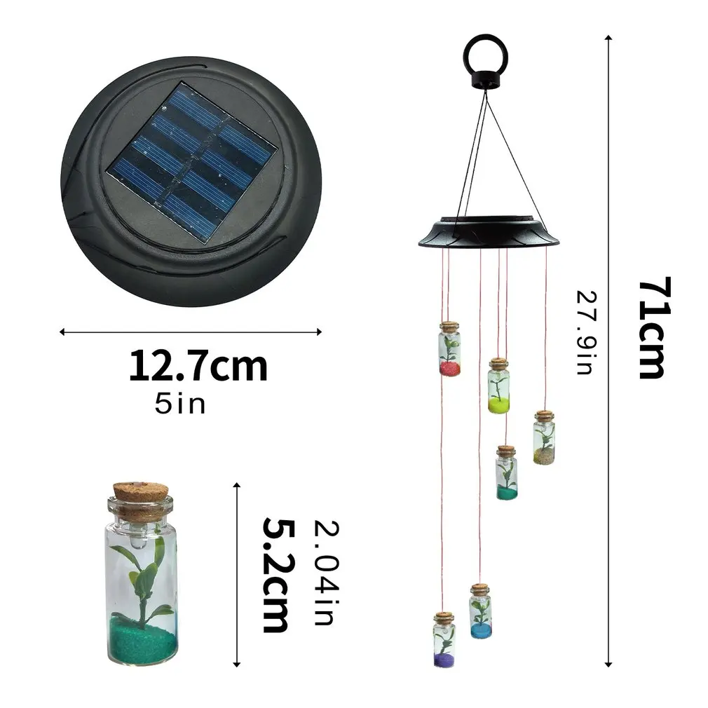 

LED Solar Wind Chime Crystal Ball Wind Chime Light Color Changing Waterproof Hanging Solar Light For Home Garden