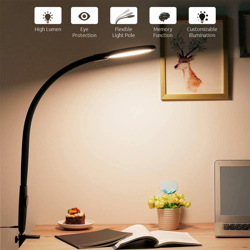 

Светодиодная лампа-клипса, креативный Настольный светильник с дистанционным управлением и подключением к USB для чтения, офиса и учебы