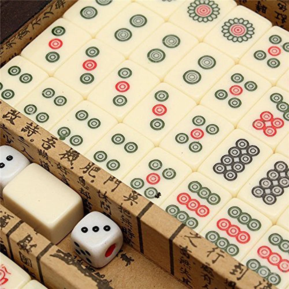 144 плитки Mah-Jong китайский пронумерованный Набор для игры в маджонг портативная