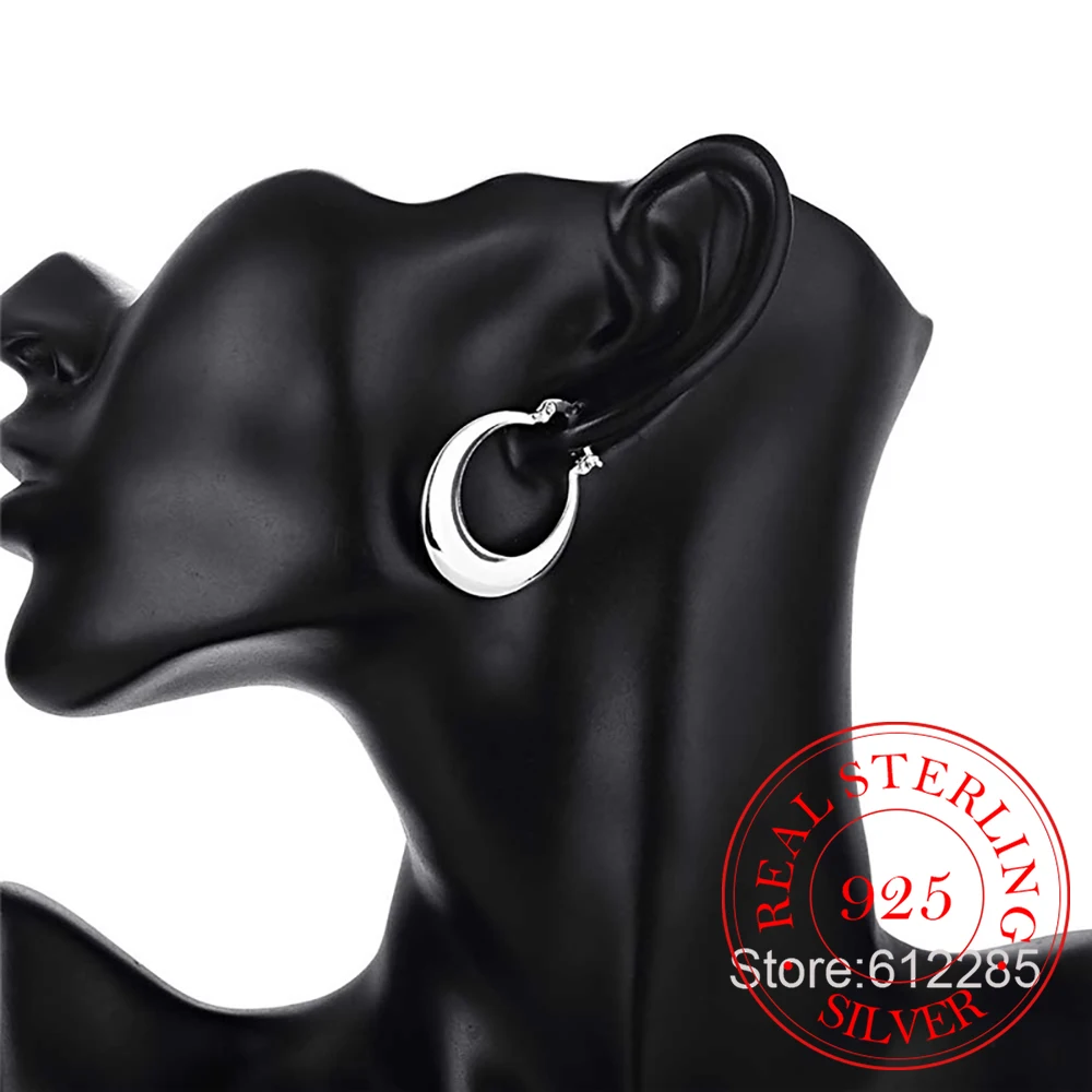 

925 Sterling Silver Earring,Wedding Jewelry Accessories,Europe Hot Sweet and Elegant Big Round Circle Earrings for Women 2020