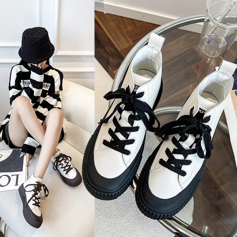 

Woman Vulcanized Fashion Autumn Flat Bottom Lace-up Casual Canvas Flats Shoes Mixed Colors Lady Shoe Zapatos Mujer