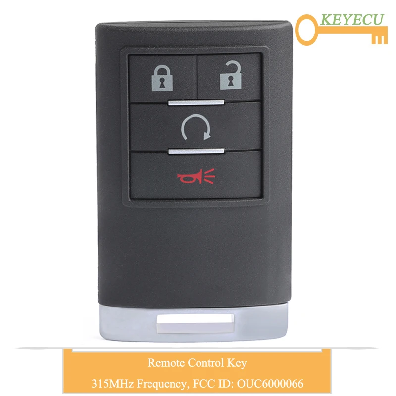 Пульт дистанционного управления KEYECU для Cadillac CTS STS DTS 2008 2009 2011 4 кнопки Fob 315 МГц идентификатор FCC: OUC600066|Ключ от