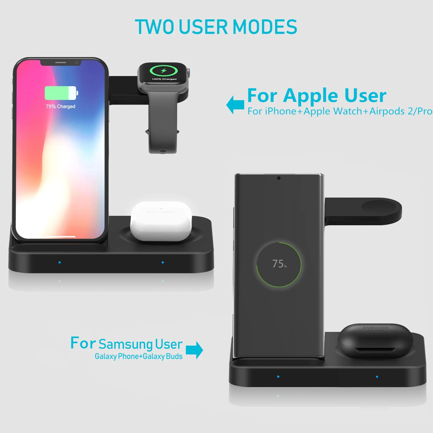 Беспроводное зарядное устройство FDGAO 3 в 1 для Apple Watch 6 SE 5 4 AirpodS Pro Qi подставка