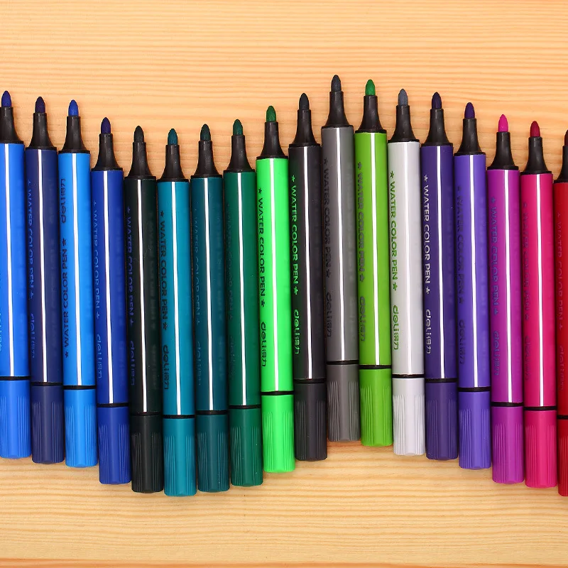 

Deli 1pcs 12/18/24/36/48/ colors Painting Watercolor Maker Pens Washable Markers Gift for Kids Colored Pen Art Drawing Supplies