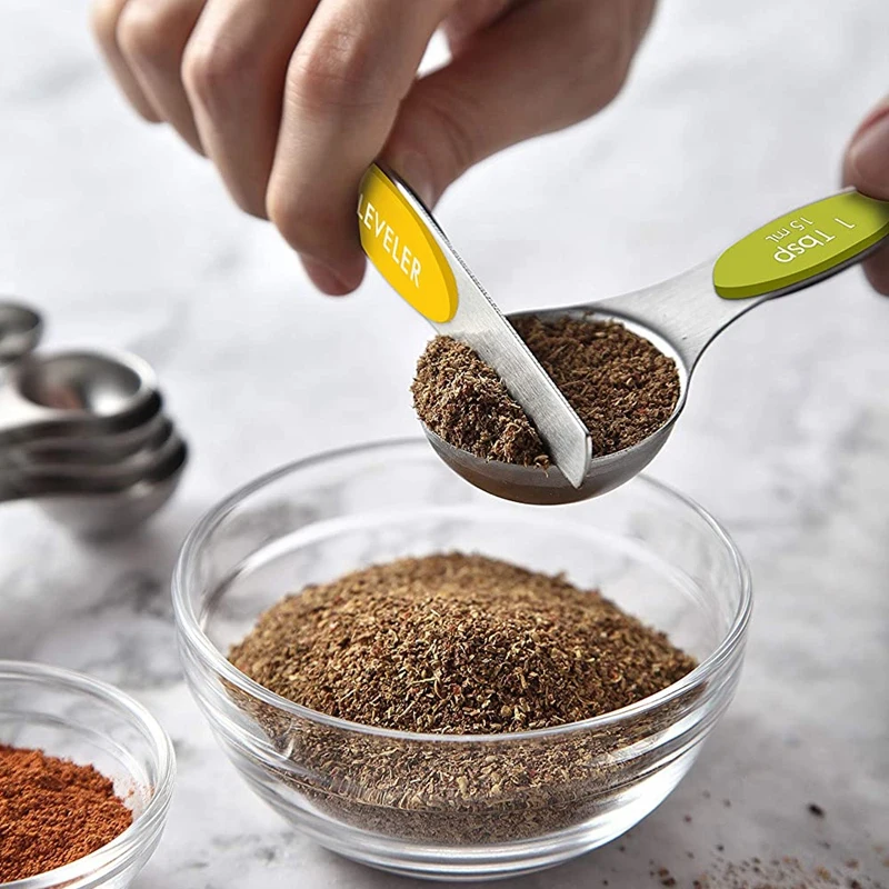 

Measuring Spoons Set,Double Sided Magnetic Measuring Spoon,1 Leveler,5Mini Measuring Spoons,for Dry,Liquid Ingredients