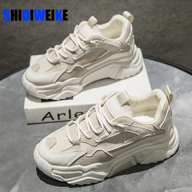 

2021 Spring Summer New Korean Female Red Sports Shoes Female Casual Shoes Trend Platform Sneakers Women Shoes AD084