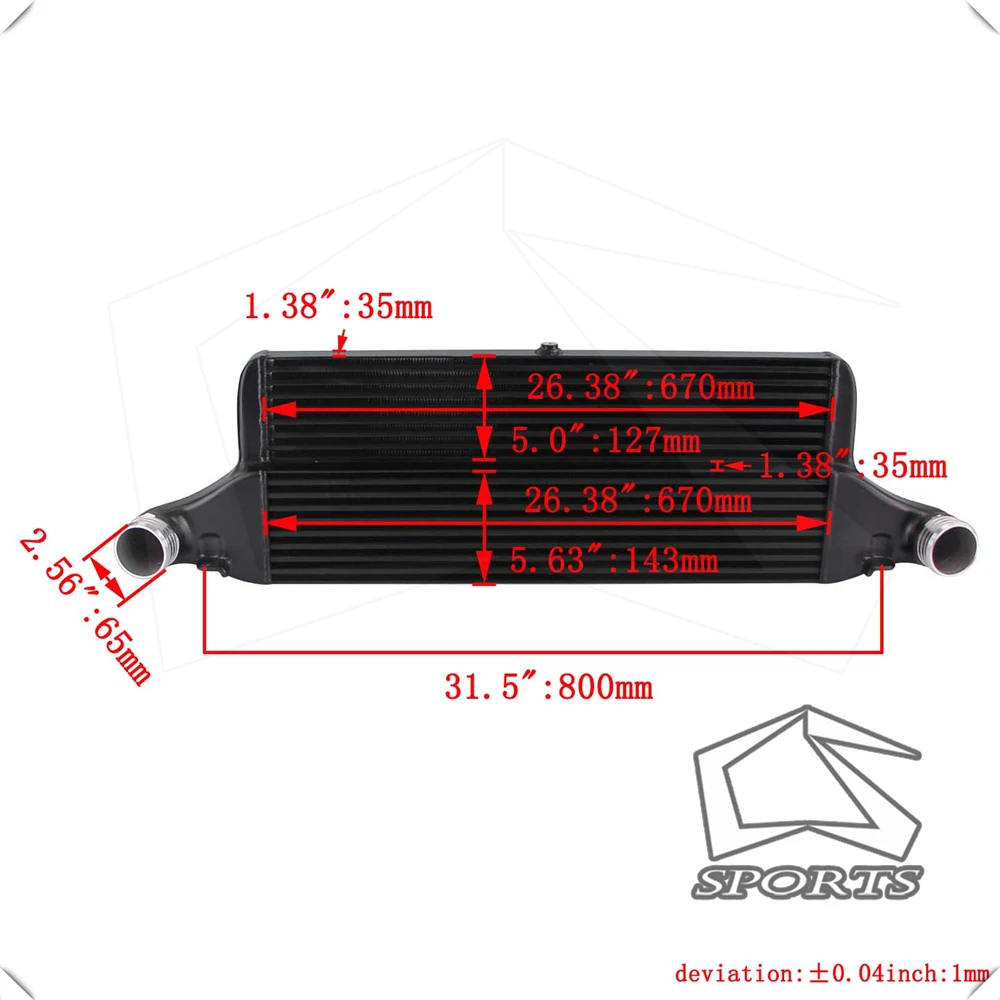 Интеркулер для соревнований подходит Ford Fiesta ST180/ST200 1.6L MK7 EcoBoost Black |
