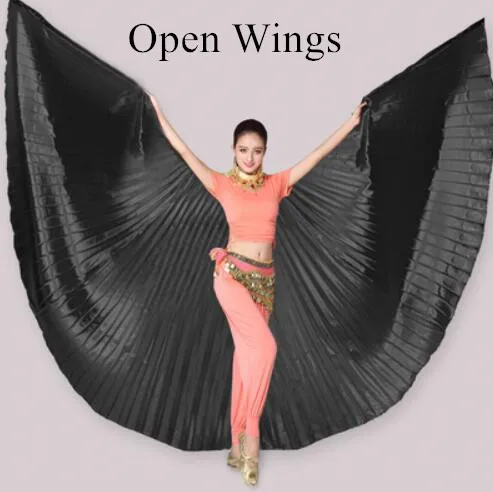 Black open wings Лидер продаж, недорогой женский профессиональный костюм для танца живота, золотые крылья Isis, без палочки, 360 градусов, открытые крылья Isis, большой размер - Цвет: Black open wings
