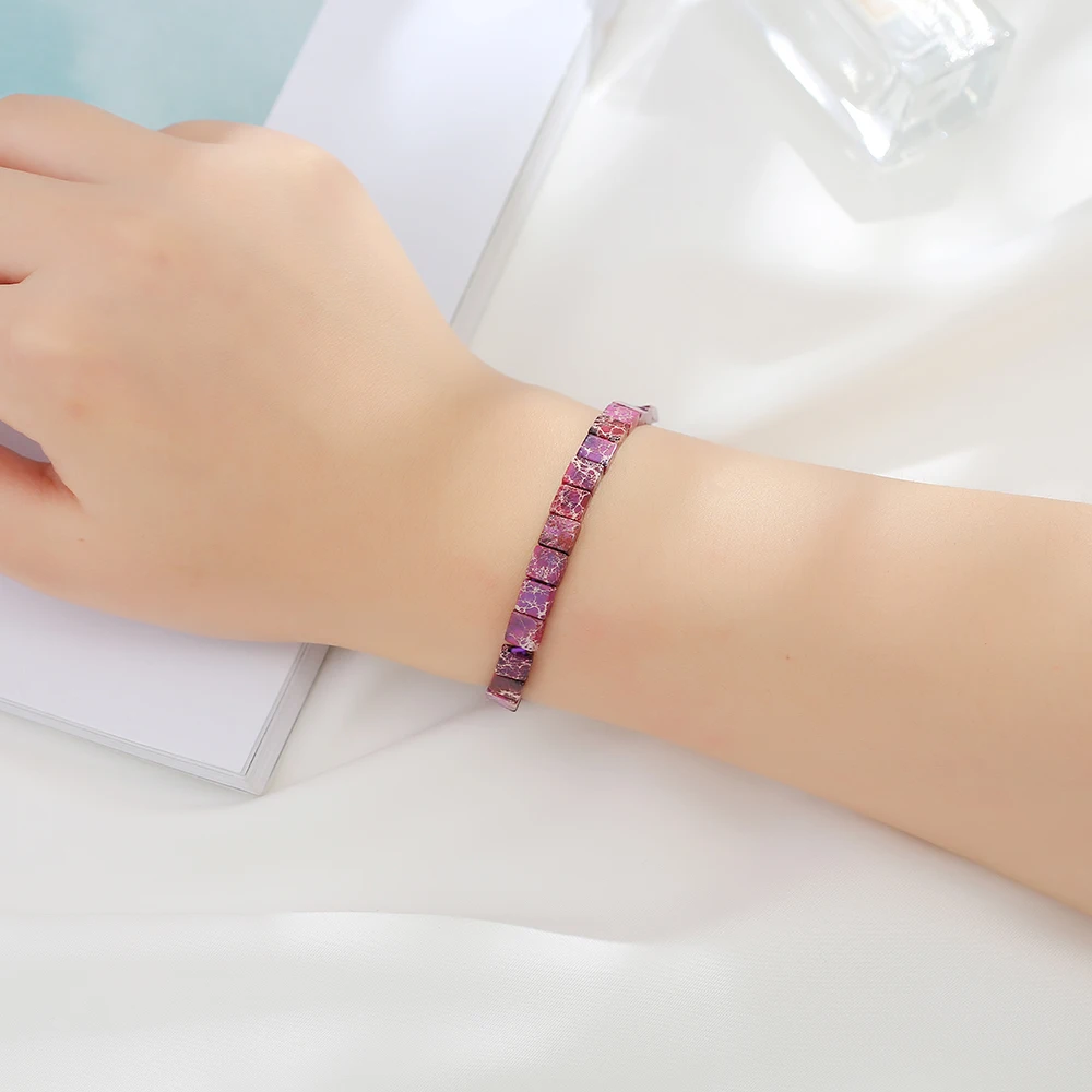 Boho Handamde Imperial J asper Stone синий черный фиолетовый цвет бисерная нить браслеты