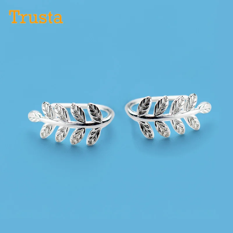 Trusta Настоящее серебро 925 пробы красивые серебряные серьги в форме листьев для женщин серьги Стерлинговое Серебро-ювелирные изделия Brincos DS595