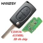 2 кнопки 433 Мгц дистанционный ключ для Peugeot 3008 807 407 308 207 307 408 складной ключ HU83VA2 Blade ID46 чип CE0523CE0536