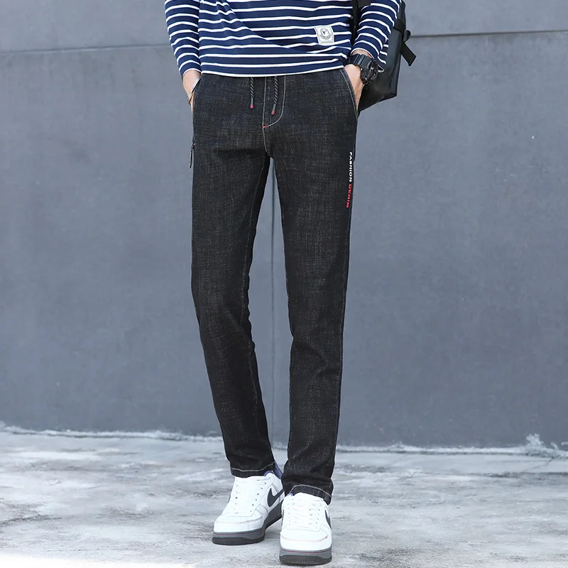 Уличная одежда мужские брюки джинсы осенние классические для мужчин облегающие
