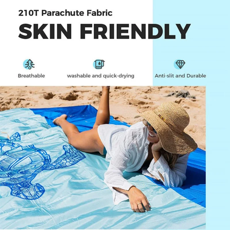 

1PC Outdoor Sandproof Beach Blanket Waterproof Picnic Sand Free Travel Camping Hiking Beach Mat Accessories 210x200cm