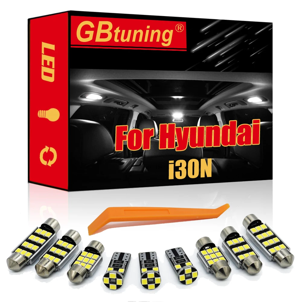 

GBtuning 13Pcs LED Interior Bulb Kit For Hyundai i30N 2017-2020 Canbus Light Vehicle Dome Map Trunk Reading Ceiling Indoor Lamp