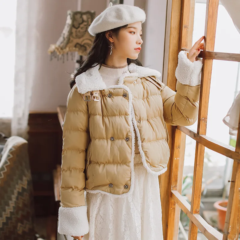 

Mujer Invierno 2019 Short Winter Jacket Women Cotton Padded Jacket Female Parka Coat Womens Puffer Jacket Yellow Purple