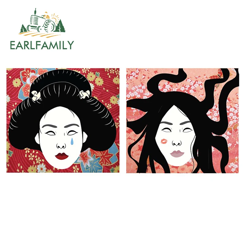 

EARLFAMILY 13cm x 6.2cm for Korea Faces of Lady Hideko Car Stickers Creative Decal Car Refrigerators Funny Decals VAN RV Decor