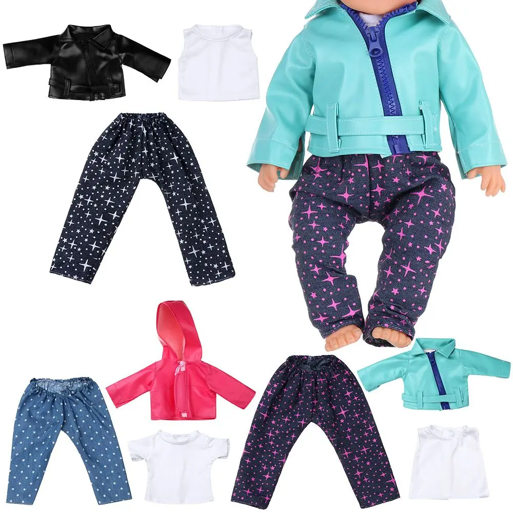 

Новые товары для кукол, Повседневная Одежда для кукол 18 дюймов, кожаная куртка, аксессуары для одежды, леггинсы, Одежда для кукол, повседневн...