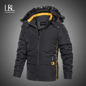 Брендовая зимняя куртка, мужские пуховики, меховая куртка с капюшоном, Мужская Толстая теплая зимняя парка, флисовая куртка, пальто, ветровка, теплые парки