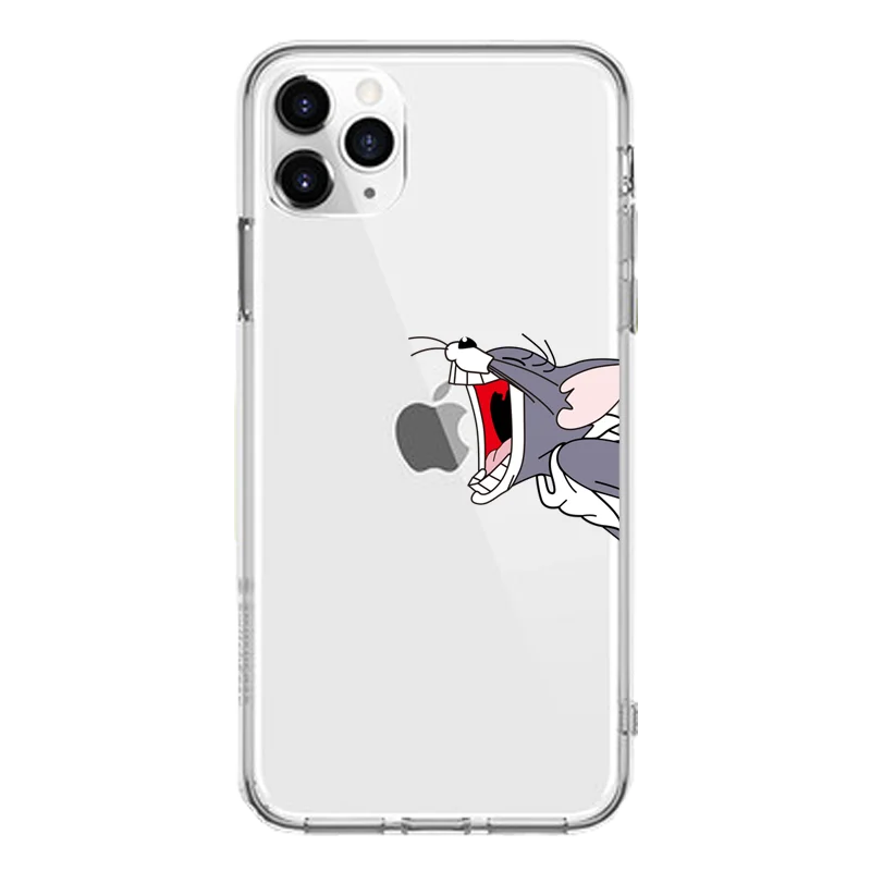 Забавный мультяшный чехол для телефона iphone X XS 11Pro Max XR милый кот Том чехол для iphone 8 7 6 6S Plus 5S SE мягкий силиконовый прозрачный чехол