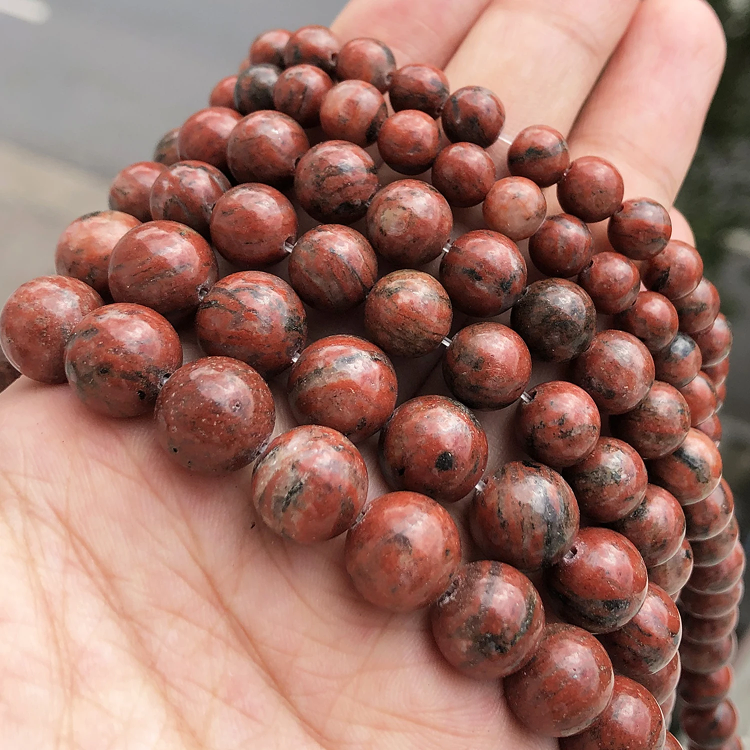 

Natural Stone Red Jaspers Bead 6 8 10 12mm Round Loose Spacer Beads For Jewelry Making DIY Charm Bracelet Accessories 15"/Strand