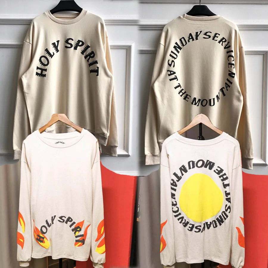 

Long Sleeve Kanye West T Shirt Holy Spirit Fire Men Women T-shirt High Quality Casual Kanye Tshirts Trust God