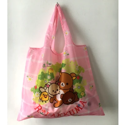 Коричневый Милый мультфильм медведь Rilakkuma большие складные многоразовые сумки для покупок Складная хозяйственная сумка эко продуктовый мешок женская детская сумка сумочка - Цвет: Коричневый