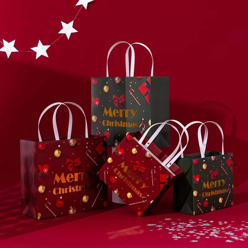 

Рождественский Подарочный пакет, Праздничный Рождественский портативный бумажный пакет, упаковка одежды, шарф, шляпа, носки, Hangbag