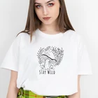 Галлюциногенных грибов 100% хлопковая футболка Эстетическая растения любителей природы подарочные футболки в винтажном стиле; Для женщин ботанический веганских материалов топы тройники