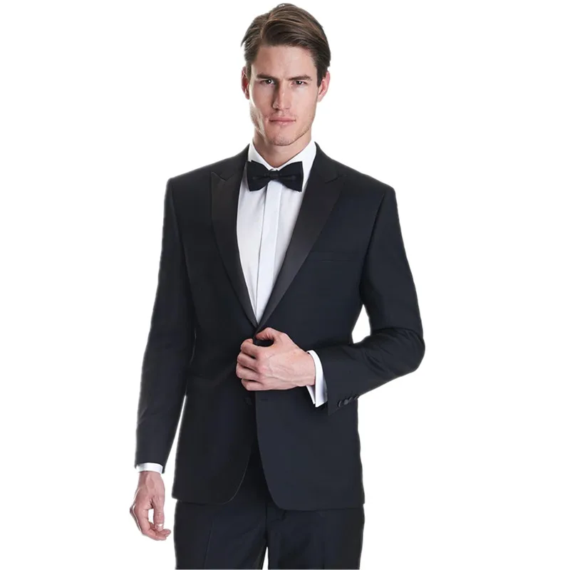 

Custom Made Black Slim Fit Black Groom Wear Tailcoat Best Man Wedding Suits Groom Tuxedos 2 Pieces Men Suits (Jacket+Pants)