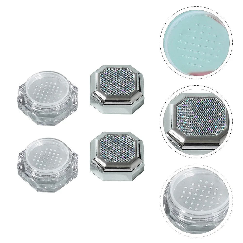

2pcs Octagonal Safe Durable Powder Containers Loose Powder Cases Cosmetic Cases for Outdoor