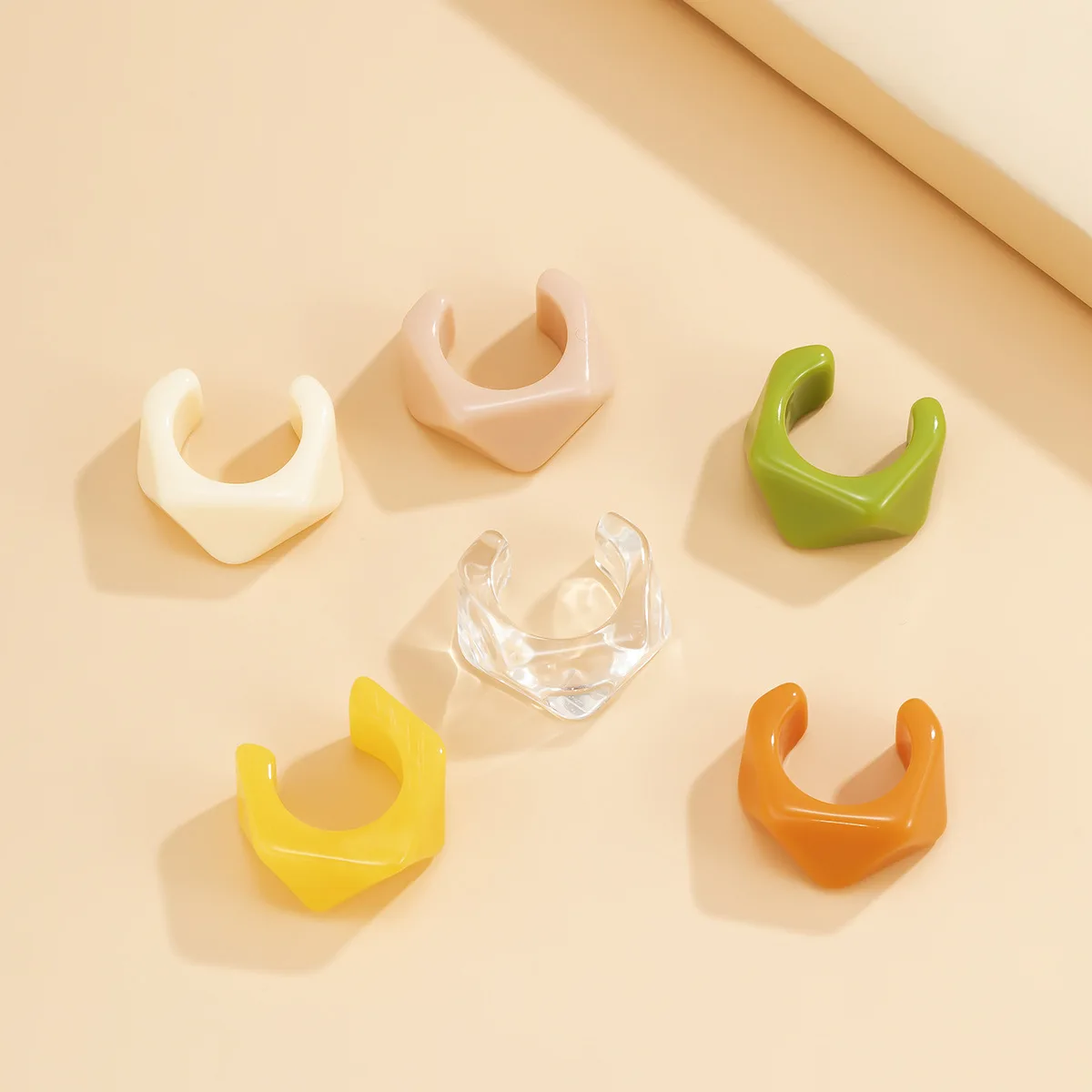 

2021 New Korean Style Colourful Resin Rings For Women Acrylic Geometric Opening Ring Girls Party Birthday Sweet Jewelry Gifts