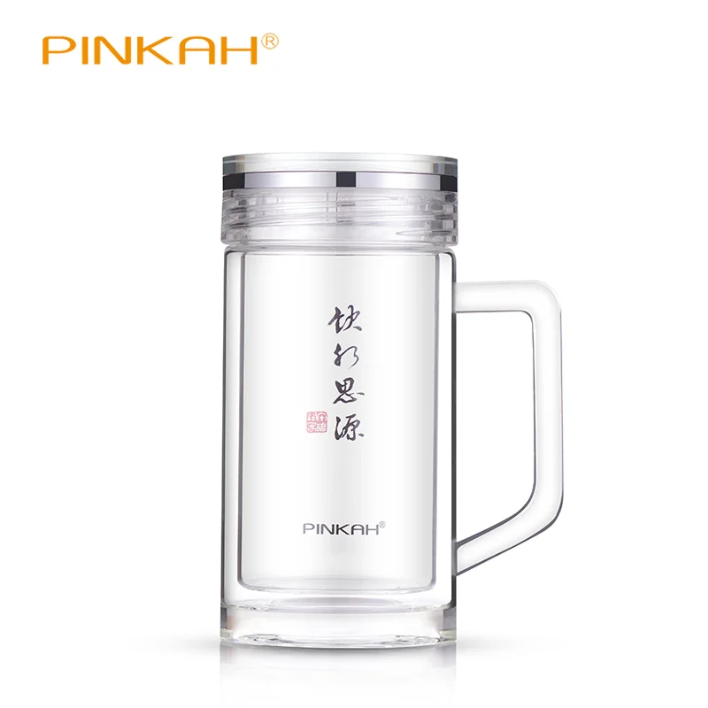 Кружка для воды Pinkah с двойными стенками утолщенное стекло чайным наполнением SUS304
