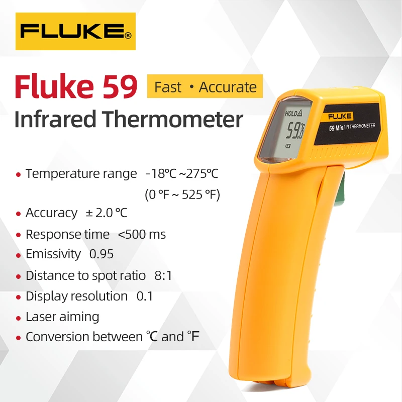

FLUKE 59 MINI High-Precision Handheld Infrared Thermometer Non-Contact Thermomete