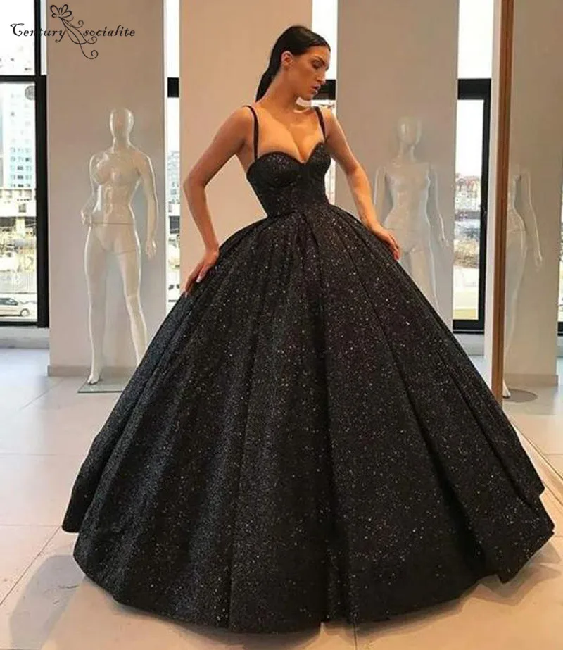 

Black Ball Gown Quinceanera Dresses with Spaghetti Straps Birthday Party Gowns Pageant Gowns Sweet 16 Vestidos De Quinceañera