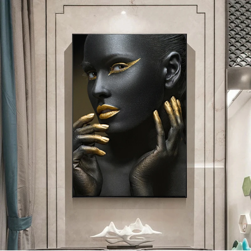 Картина на холсте Современная черная женская модель настенный художественный