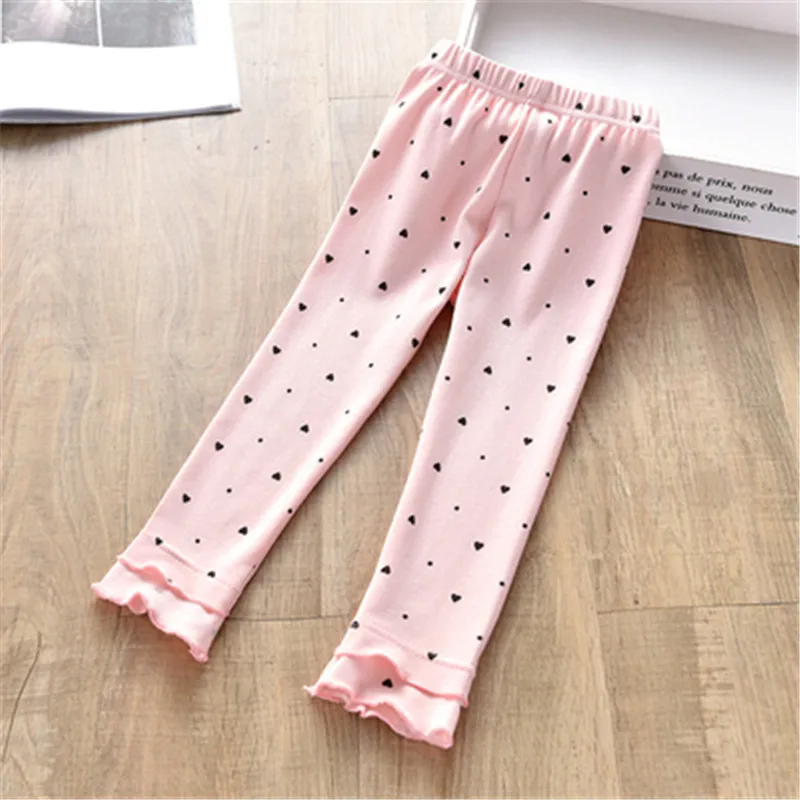 Милые Мягкие штаны для девочек детские леггинсы в горошек с сердечками От 1 до 6
