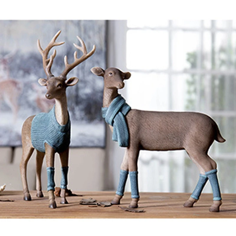 

Nordic Resin Deer Figurines Decoration,Accessories for Living Room,Modern Elk Office Desk Decor,Wedding Friends Gifts