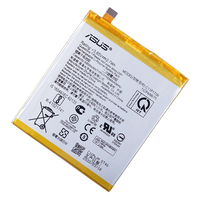 Оригинальный аккумулятор для телефона ASUS большой емкости C11P1708 Asus Per ZenFone 5 ZE620KL 3300