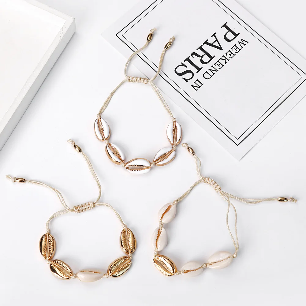 

HebeDeer Creative Bracelet Ladies Weave Bracelets Shell Women Yellow Gold Color Fashion Jewelry Trendy Stainless Steel Pulseras