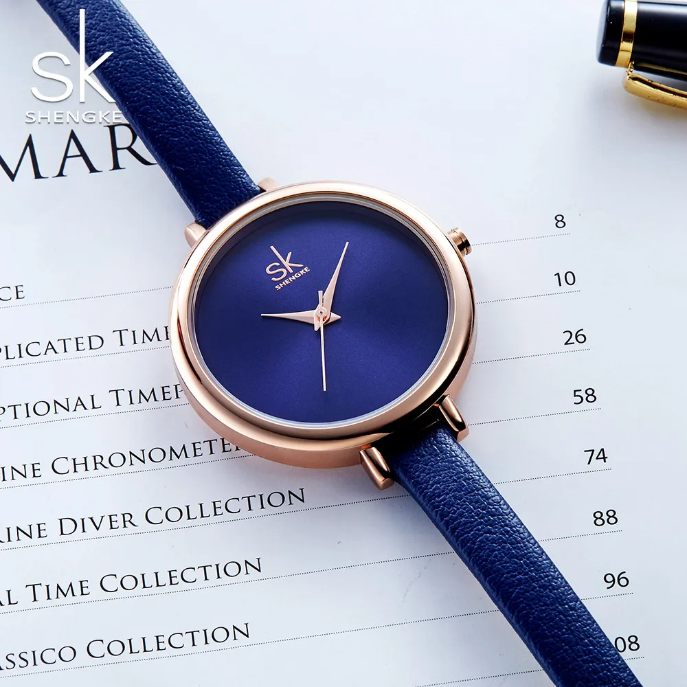 

Shengke Fashion Top Brand Luxury Women's Watch Ultra-thin Watch SK Women Watches Leather Clock Reloj Mujer