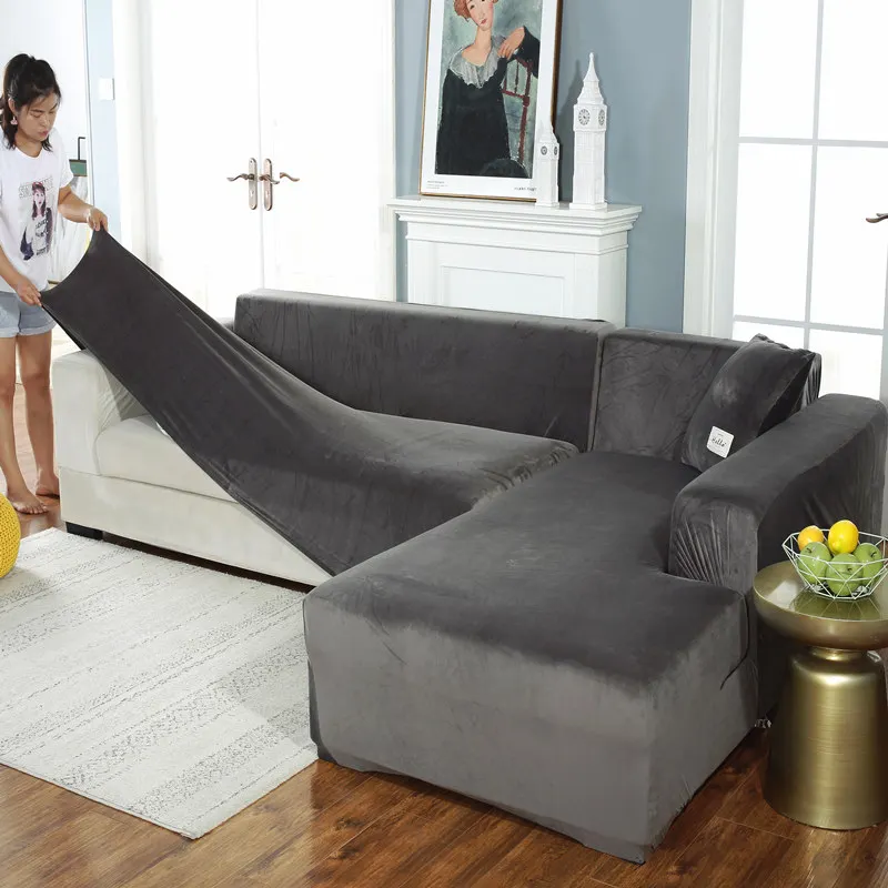 

Plush Sofa Cover Velvet Elastic Leather Corner Sectional For Living Room Couch Covers Set Armchair Cover L Shape Seat Slipcovers