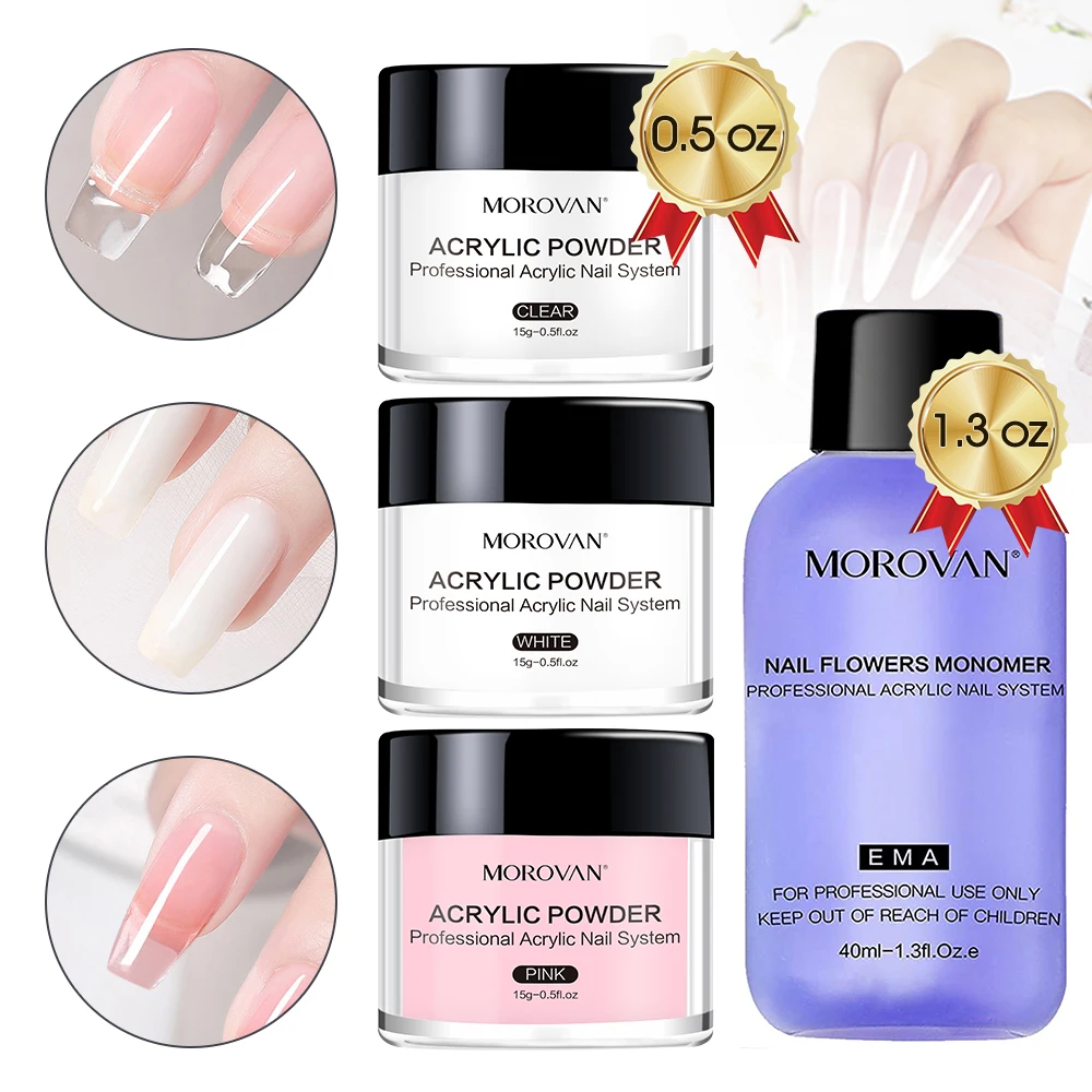 

Nail Art kit Extension 15g Clear Pink White Acrylic Powder Nail Acrylic Liquid Monomer 40ml Decoration Crystal for Manicure Tool