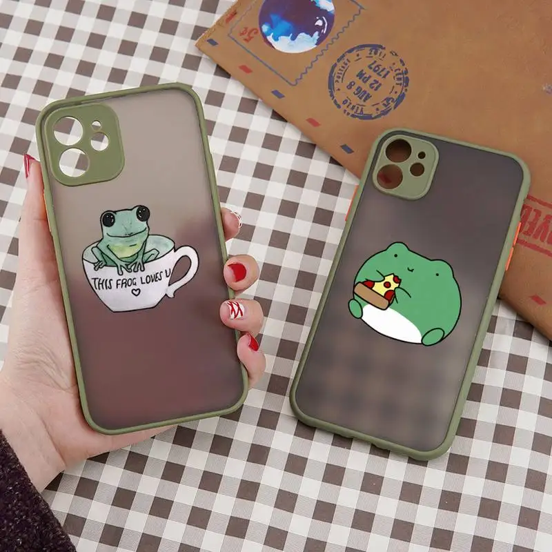 

frog funny animal Cartoon Phone Case matte transparent For iphone 7 8 11 12 plus mini x xs xr pro max cover