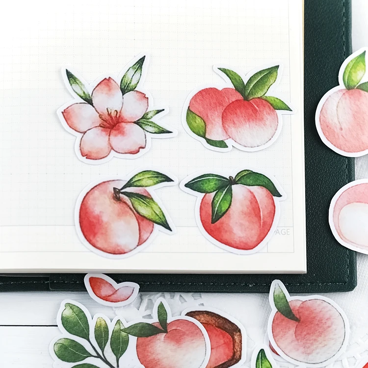 

27pcs Cute Ins Wind Hand Account Sticker Food Sticker Material Mobile Phone Ipad Decoration Gadget Tool Peach Fruit