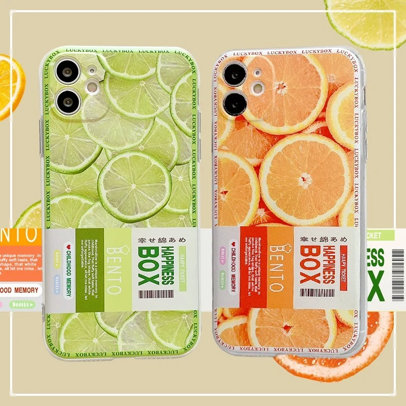

iPhone 7 6s 8 plus Lime Orange Soft Shell Case for iphone 11 12 pro x xr xs max SE2020 shockproof phone case