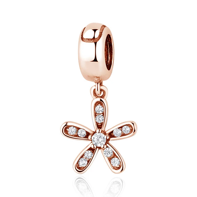 YW20395-Rose Authentic 925 Sterling Silver Beads Charm Crystal charm Rose Gold Clear CZ Fit Original Pandora Bracelet Women Diy Jewelry - Цвет: YW20395-Rose