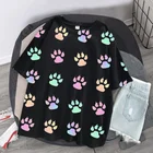 Футболка женская оверсайз с коротким рукавом и кошачьими крапанами, y2k